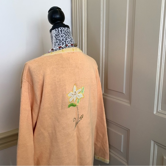 Vintage Morning Song Crewneck Yellow Cardigan Sweater SZ L - Picture 9 of 14